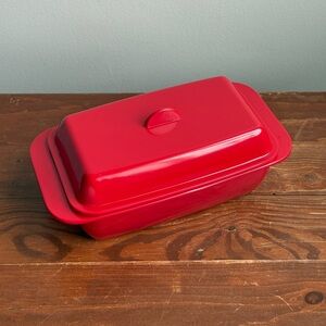 Red Melamine Butter Dish MCM Style Kitchenware